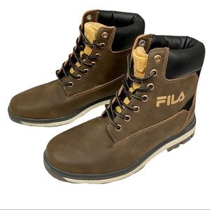 FILA Boots Sz. 5.5 Youth / 7 Womens Brown Lace Up Lined Warmth European